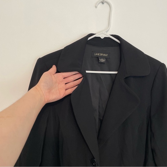 LANE BRYANT Plus Size Solid Black Three Button Long Duster Work Blazer or Jacket - Picture 5 of 14